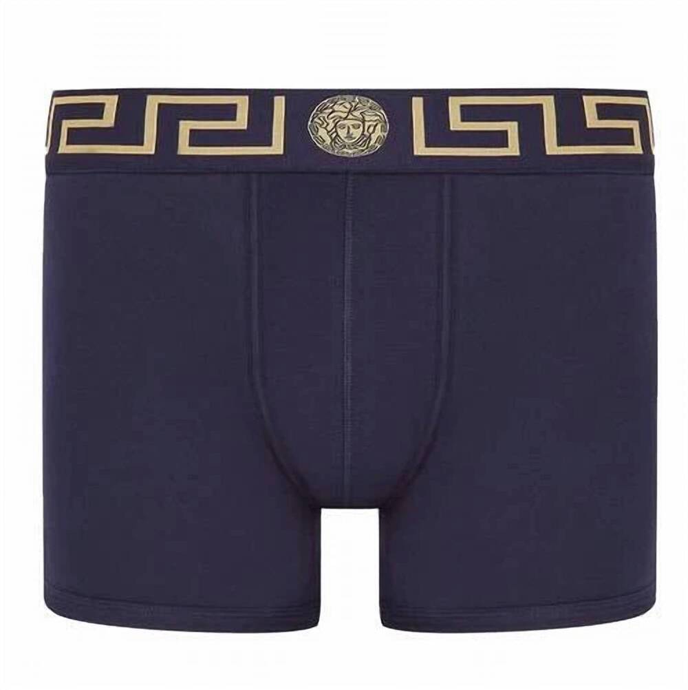 NEW VERSACE men's greca border boxers in navy